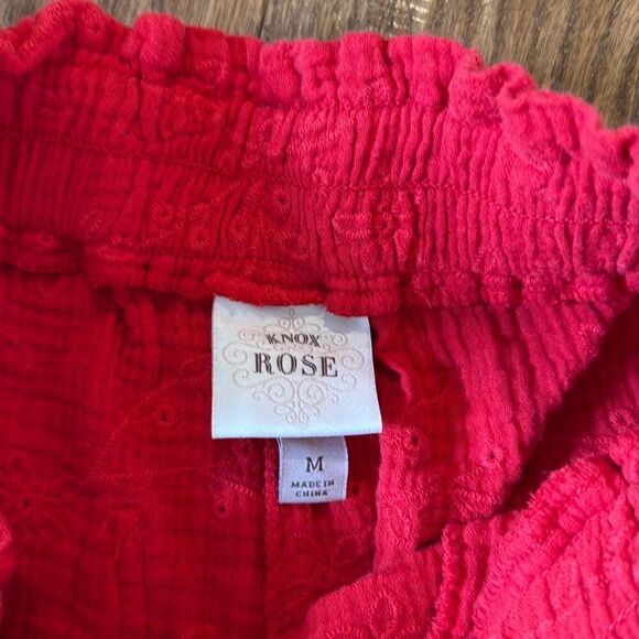 Knox Rose red eyelet gauze the waist shorts size M - Picture 4 of 9